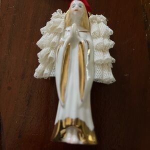 Irish Dresden White and Gold Angel Figurine/Ornament